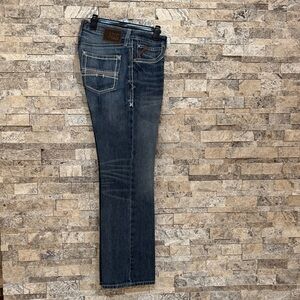 Ariat Dark Blue Denim Jeans with Brown Accents